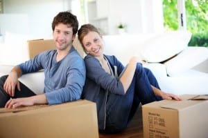 Couple in newly rented apartment
