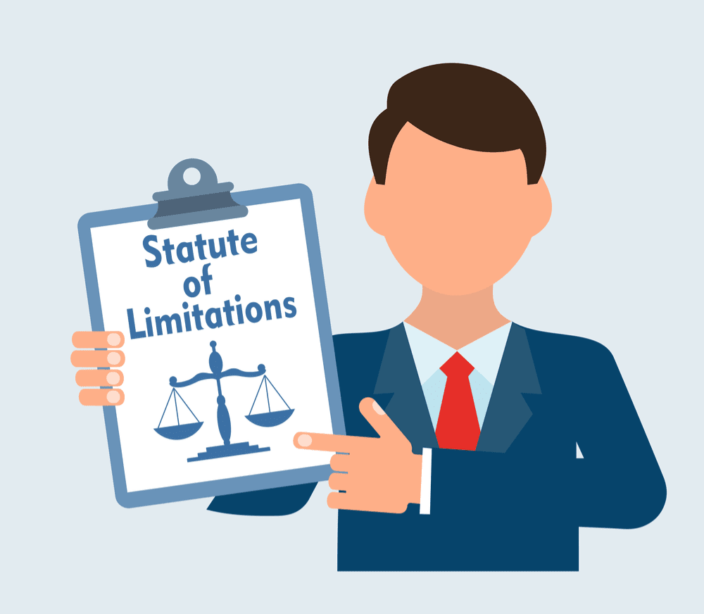 Illustration of man holding clipboard with Statute of Limitations on it