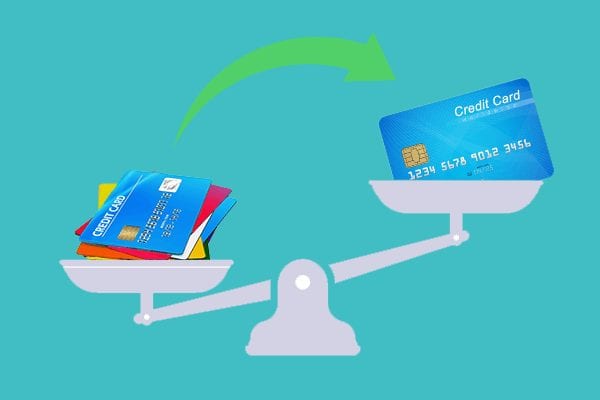 Balance transfer credit card on scale