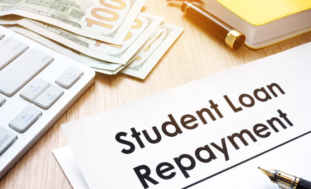 Student Loan Repayment form on a desk.